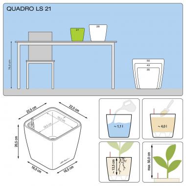 Кашпо Lechuza Quadro LS 21 серо-коричневый &mdash; Lechu-Za-Kashpo.ru