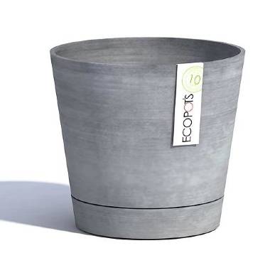 Кашпо Ecopots Venice с поддоном 30 серо-голубой &mdash; Lechu-Za-Kashpo.ru