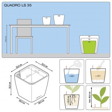 Кашпо Lechuza Quadro LS 35 серо-коричневый &mdash; Lechu-Za-Kashpo.ru