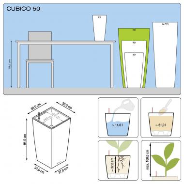 Кашпо Lechuza Cubico 50 белый &mdash; Lechu-Za-Kashpo.ru