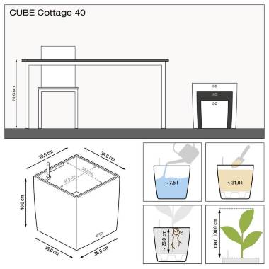 Кашпо Lechuza Cube Cottage 40 светло-серый &mdash; Lechu-Za-Kashpo.ru
