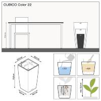Кашпо Lechuza Cubico Color 22 бежевый фото 2 &mdash; Lechu-Za-Kashpo.ru