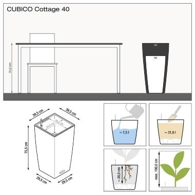 Кашпо Lechuza Cubico Cottage 40 светло-серый &mdash; Lechu-Za-Kashpo.ru