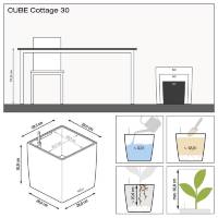 Кашпо Lechuza Cube Cottage 30 светло-серый фото 2 &mdash; Lechu-Za-Kashpo.ru
