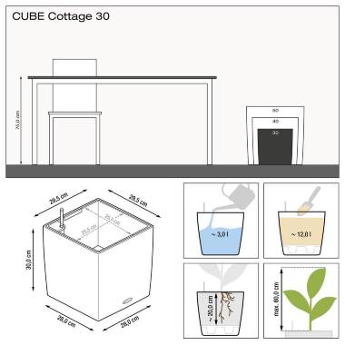 Кашпо Lechuza Cube Cottage 30 светло-серый &mdash; Lechu-Za-Kashpo.ru