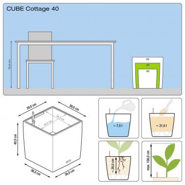 Кашпо Lechuza Cube Cottage 40 белый &mdash; Lechu-Za-Kashpo.ru
